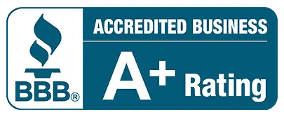 Better Business Bureau Accredited Business A plus rating badge