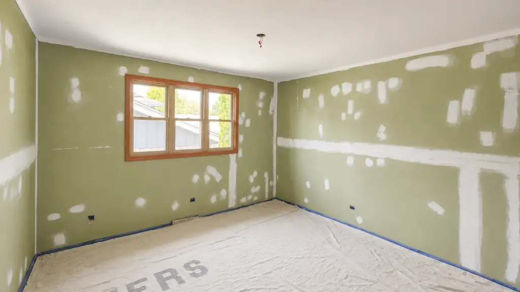 Wall repairs patched and primed before painting in a Shorewood home