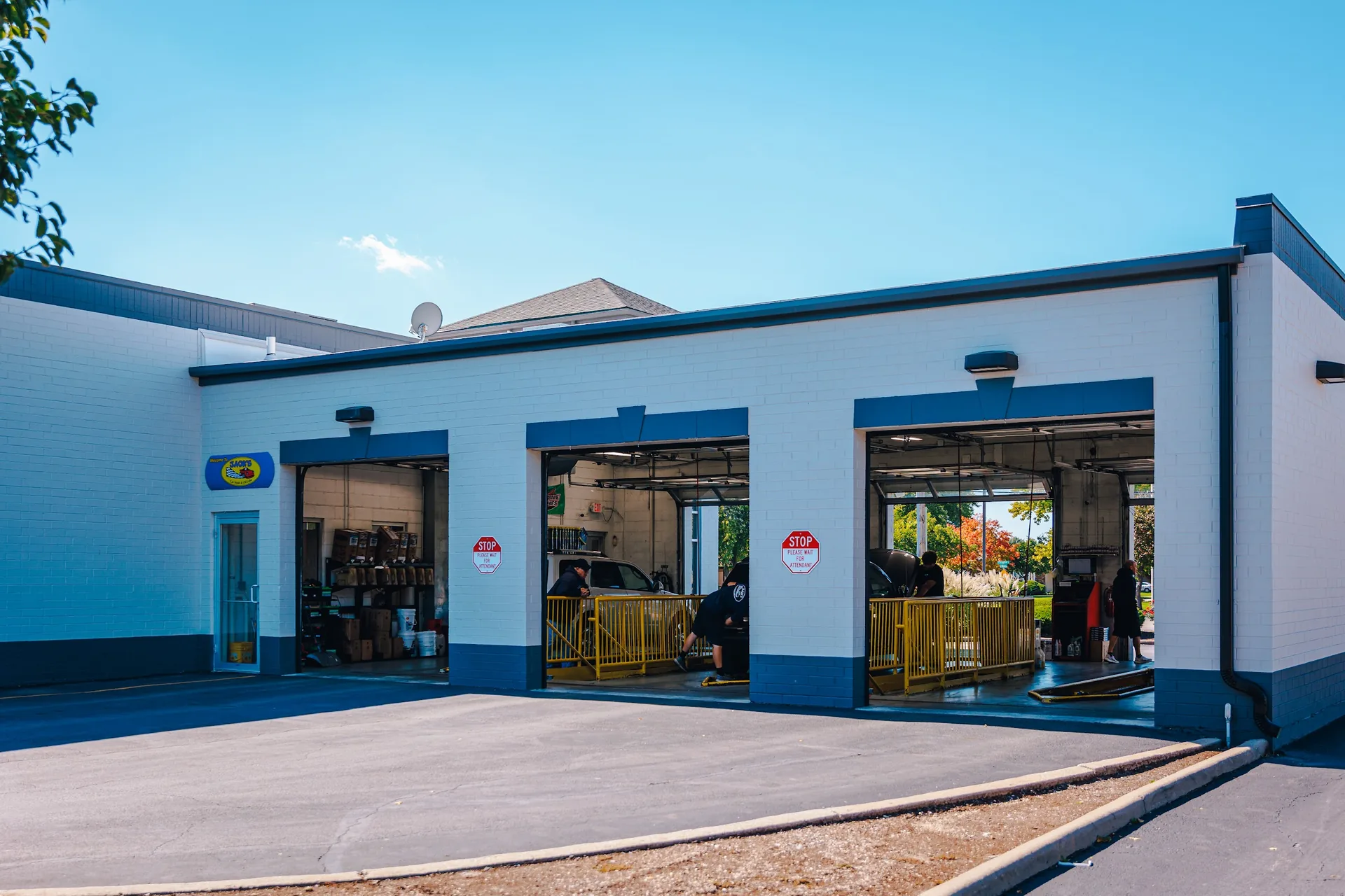Car wash building after a commercial exterior repaint by Powers Painting